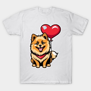 Pomeranian Heart Balloon - Valentines Day T-Shirt